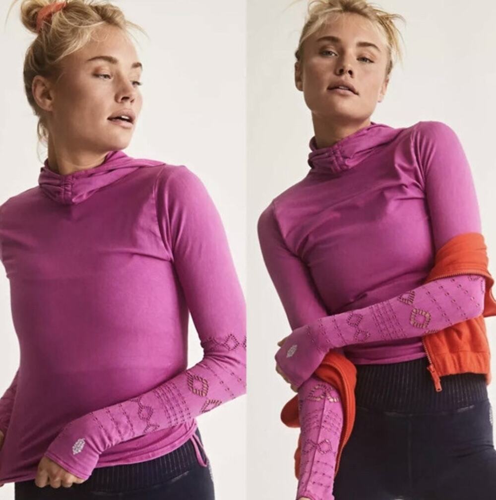 Free People Good Karma Hoodie Pink Magenta